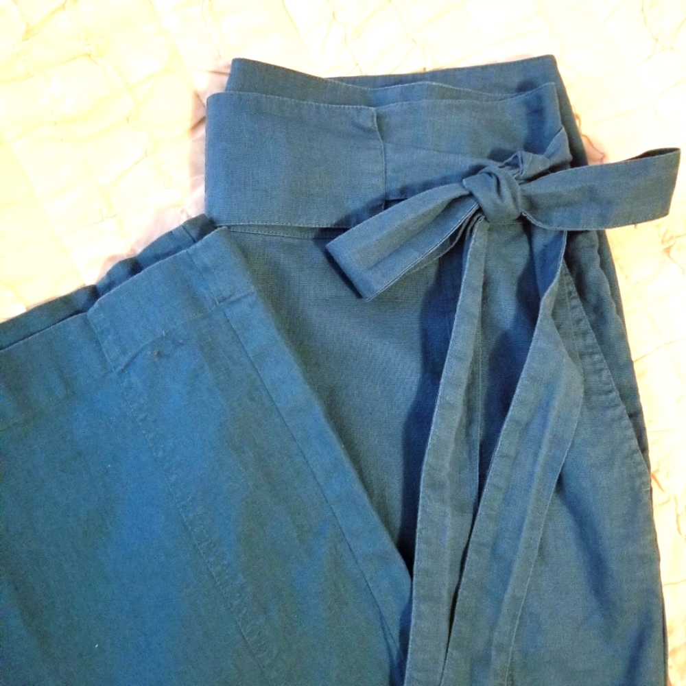 French Designed Linen Blend Straight Leg High Waist US 12